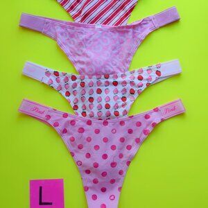 Victoria's Secret PINK Size L Cotton Thong Panty Bundle - 4 pairs